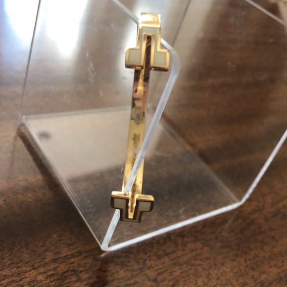 Vintage HTF Tory Burch open bangle enamel T tip cuff bracelet - Picture 16 of 16